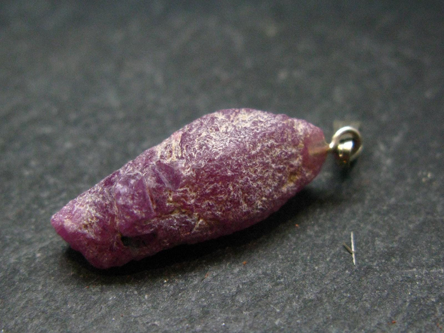 Rare Ruby Crystal Silver Pendant from India - 1.2"