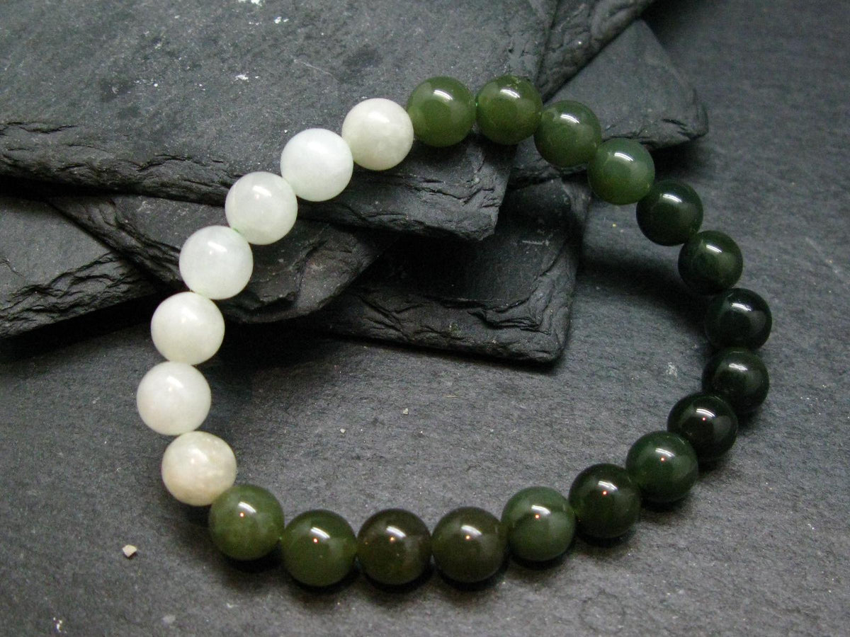 Multicolor Jade Jadeite Genuine Bracelet ~ 7 Inches ~ 8mm Round Beads