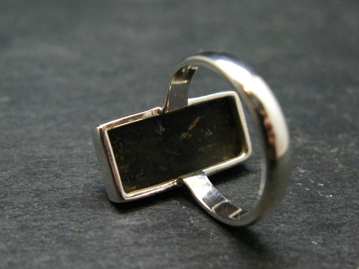 Real!! Very Rare Nuumite Nuummite Sterling Silver Ring from Greenland - 5.31 Grams - Size 7