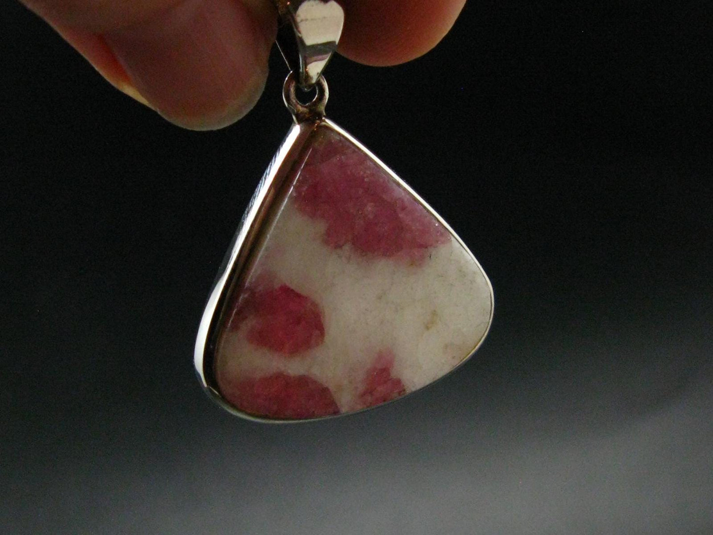 Pink Tourmaline In Quartz Crystal Silver Pendant from Brazil- 1.5" - 9.03 Grams