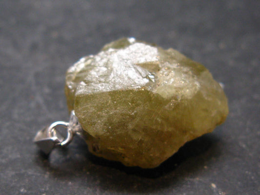 Rare Titanite Sphene Crystal Silver Pendant From Tanzania - 1.0" - 4.47 Grams