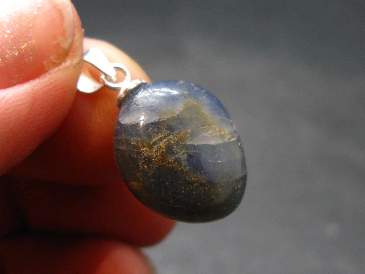Gem Blue Sapphire Corundum Crystal Silver Pendant From Sri Lanka - 13 Carats
