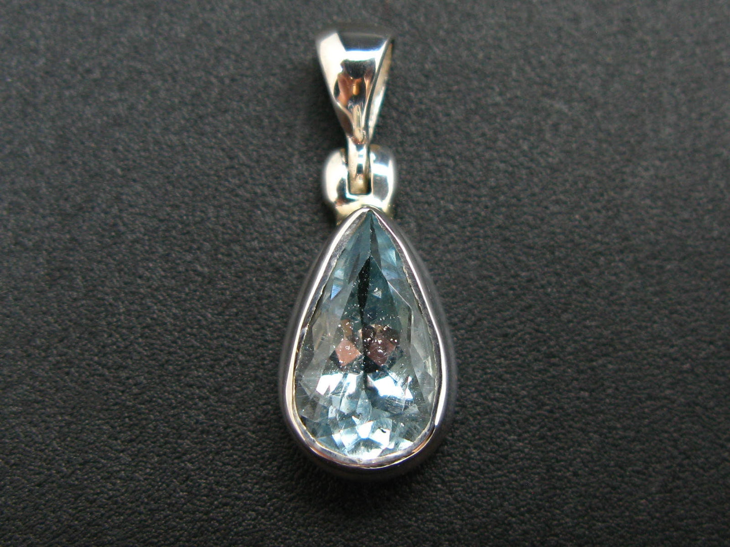 Stunning Genuine Faceted Aquamarine Gem Sterling Silver Pendant From Brazil - 0.9"