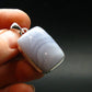 Rare Blue Lace Holly Chalcedony Agate Silver Plated Pendant From Malawi - 1.4" - 7.64 Grams