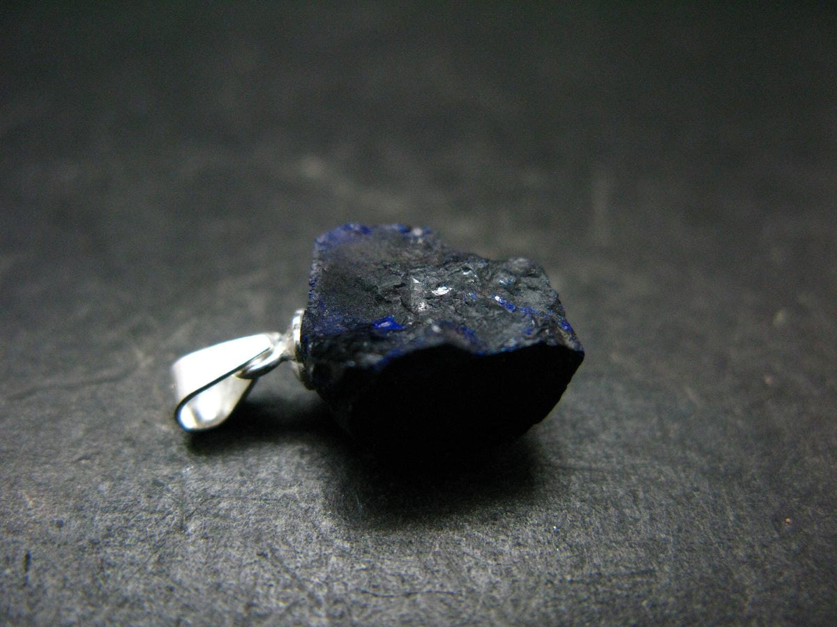 Azurite Nodule Crystal Sterling Silver Pendant from Russia - 0.7" - 2.03 Grams