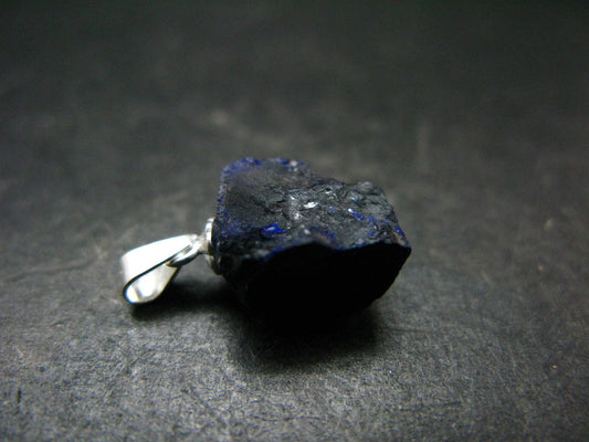 Azurite Nodule Crystal Sterling Silver Pendant from Russia - 0.7" - 2.03 Grams