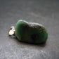 Natural Emerald Tumbled Stone Silver Pendant from Brazil - 1.0" - 4.12 Grams
