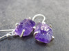 Raw Rich Purple Amethyst Dangle Earrings In Sterling Silver from Brazil - 1.1" - 3.23 Grams