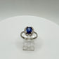 Blue Sapphire Halo Ring: Sterling Silver Statement Jewelry, Size 8.5