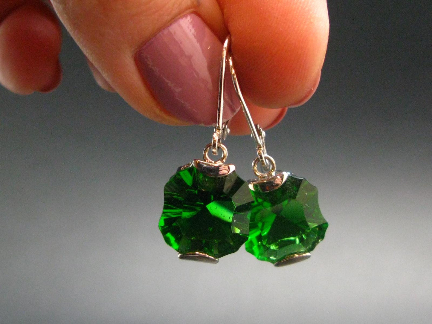 Helenite Gaia Stone Gem Sterling Silver Earrings From Washington - 4.57 Grams