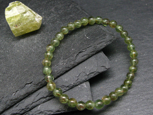Rare Green Apatite Genuine Bracelet ~ 7 Inches ~ 6mm Round Beads