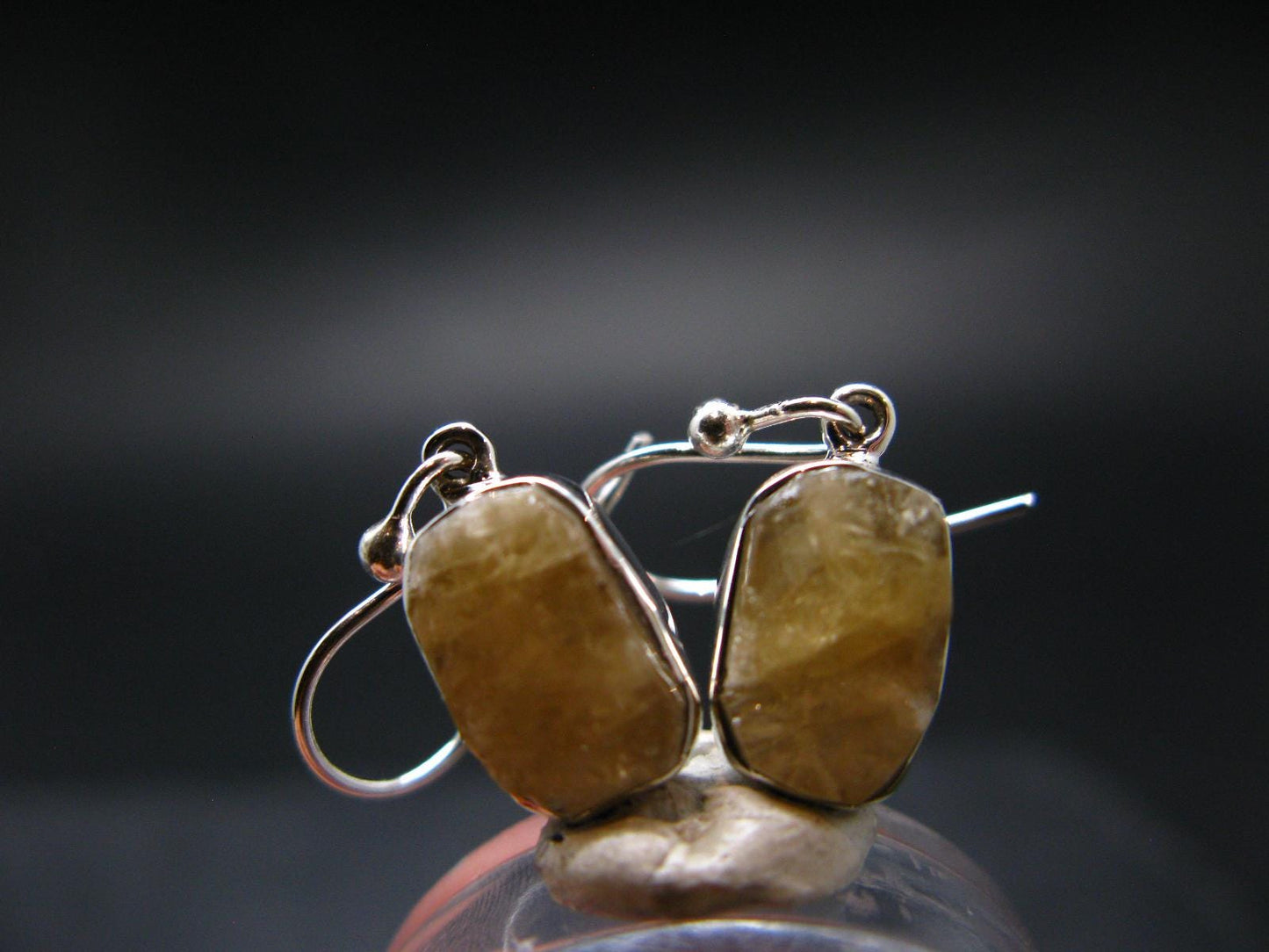 Rare Agni Gold Danburite Silver Earrings From Tanzania - 3.0 Grams - 1.1"