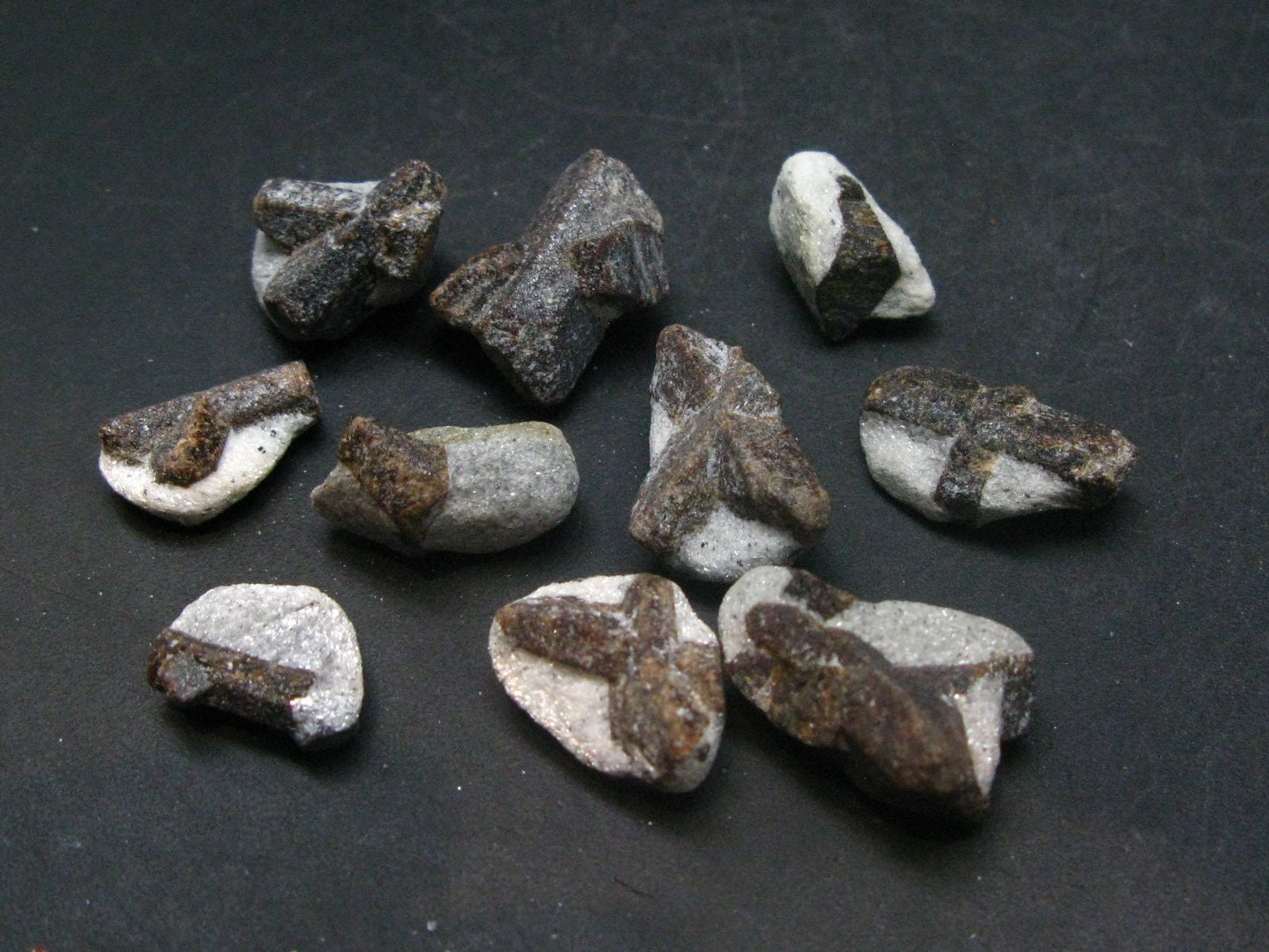 Lot of 10 Perfect Staurolite Crystals from Russia - 30 Grams
