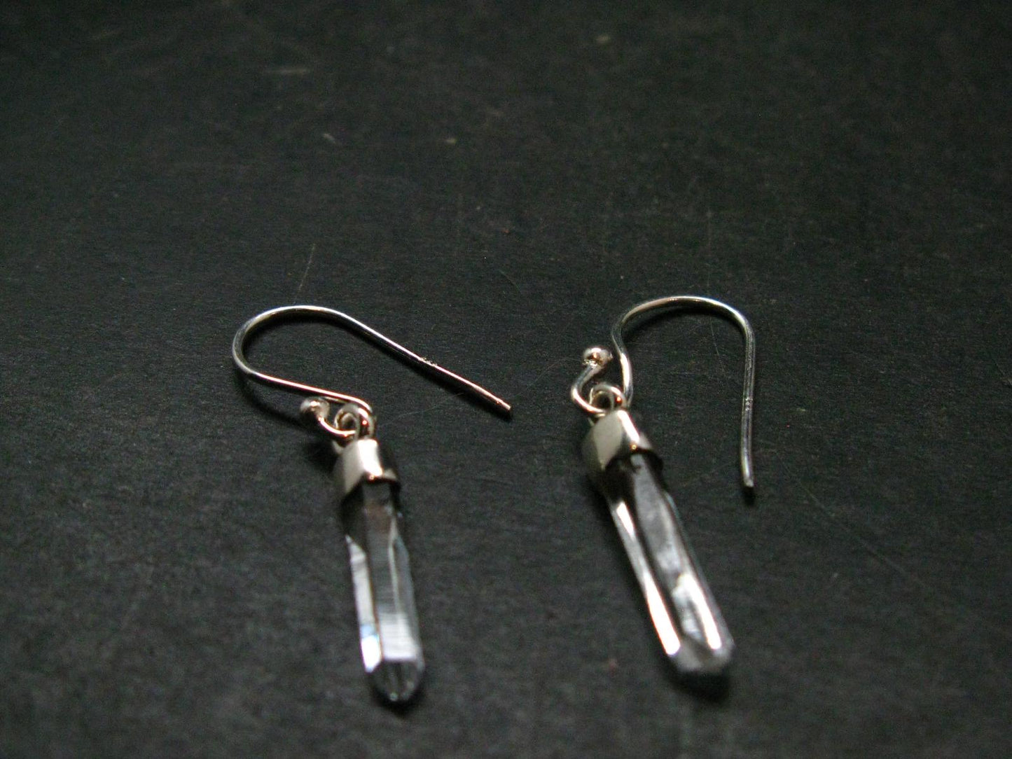 Lemurian Quartz Seed Crystal Silver Earrings From Brazil - 1.4"