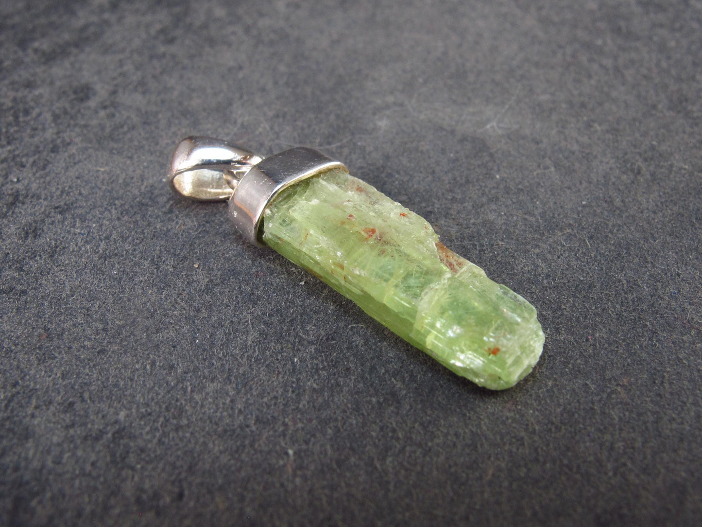 Green Kyanite Silver Pendant from Brazil - 1.2" - 2.03 Grams