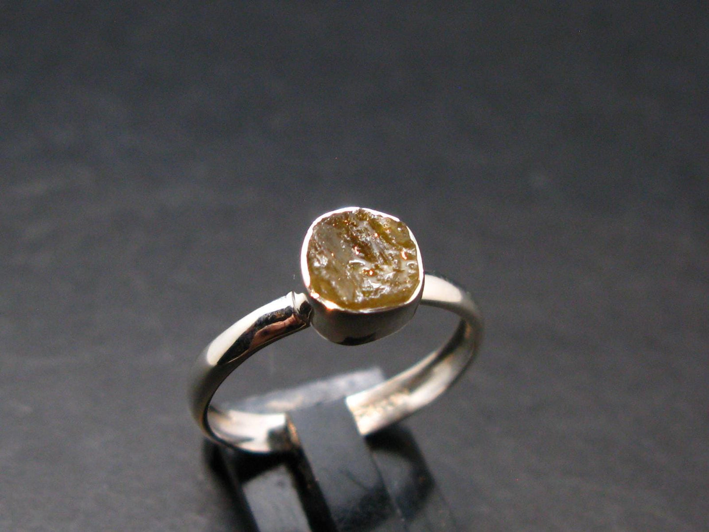 Green Herderite Silver Ring From Brazil - 1.82 Grams - Size 8