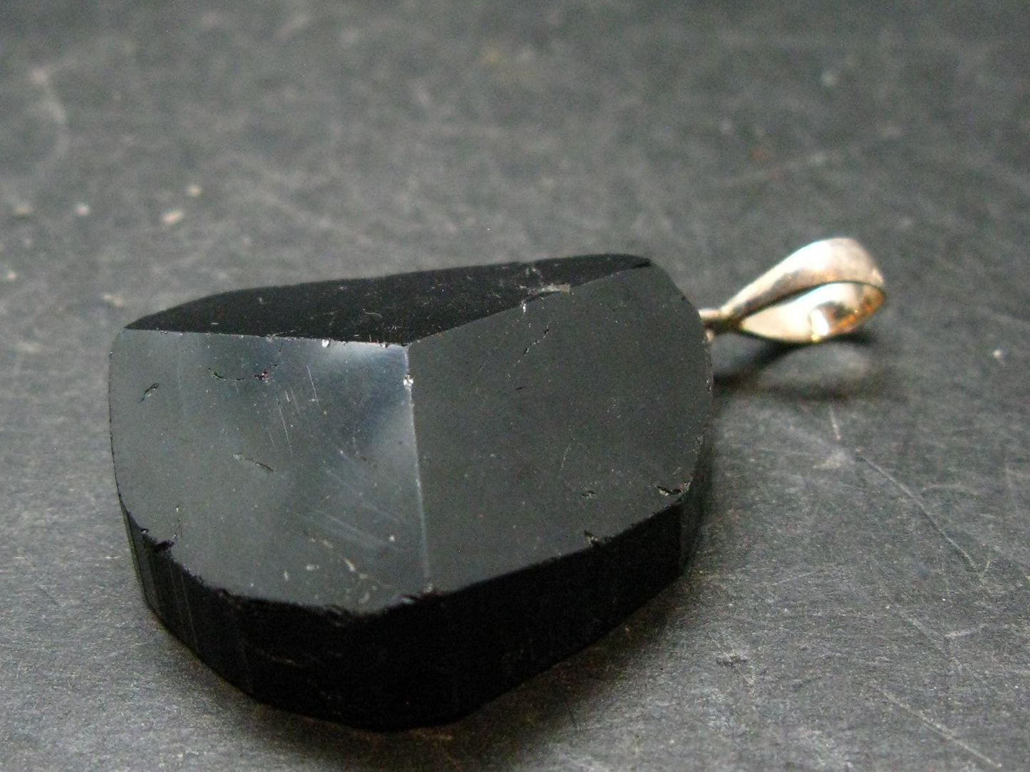 Black Tourmaline Schorl Silver Pendant From Brazil - 1.7" - 18.75 Grams