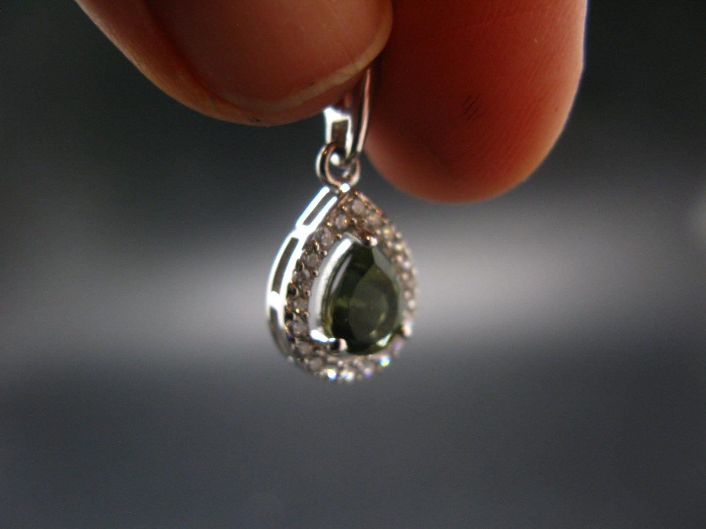 Moldavite Tektite Silver Pendant from Czech Republic - 0.8" - 1.34 Grams