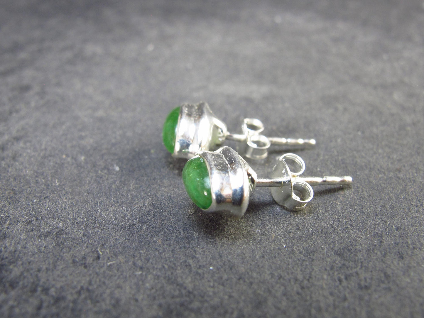 Tsavorite Gem Green Garnet Sterling Silver Earrings from Tanzania - 1.98 Grams
