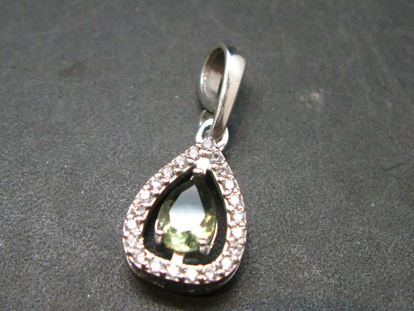 Moldavite Tektite Silver Pendant from Czech Republic - 1.0" - 1.85 Grams