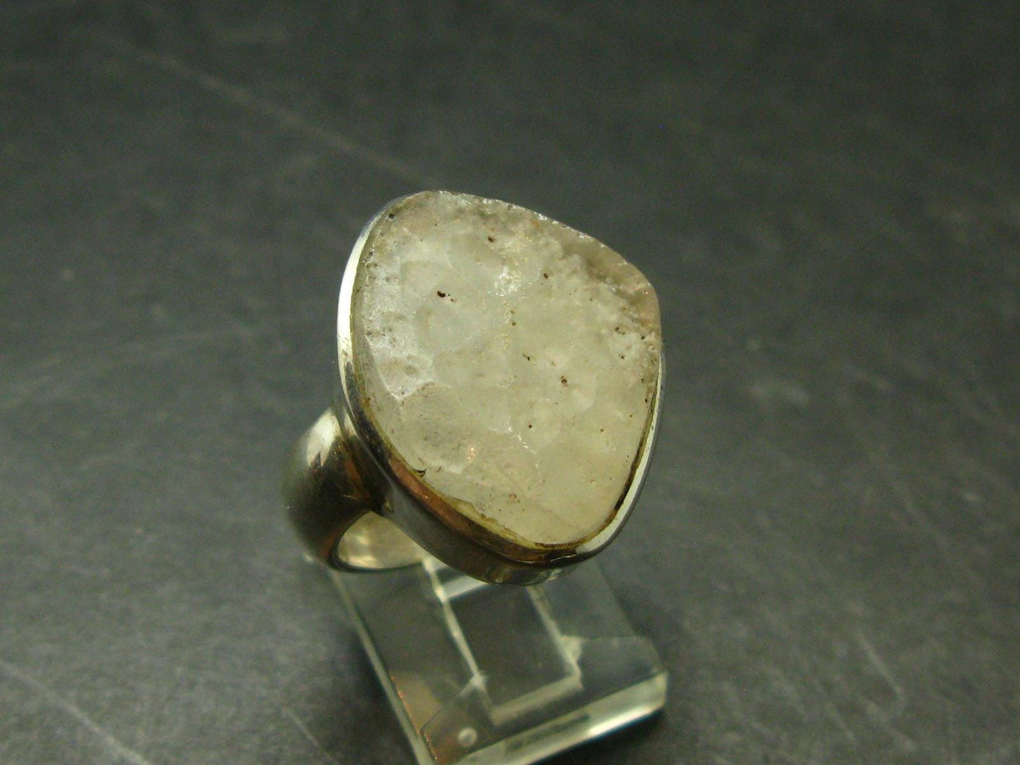 Natural Gem Raw Libyan Desert Glass Tektite Sterling Silver Ring from Libya - Size 7 - 10.97 Grams