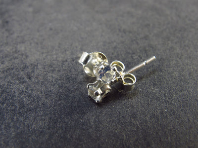 Cute Small Round Sparkly Faceted Moonstone Stud Earrings In Sterling Silver From India