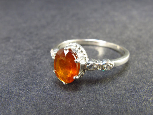 Faceted Orange Kyanite Crystal Silver Ring From Brazil - 2.65 Grams - Size 9.25