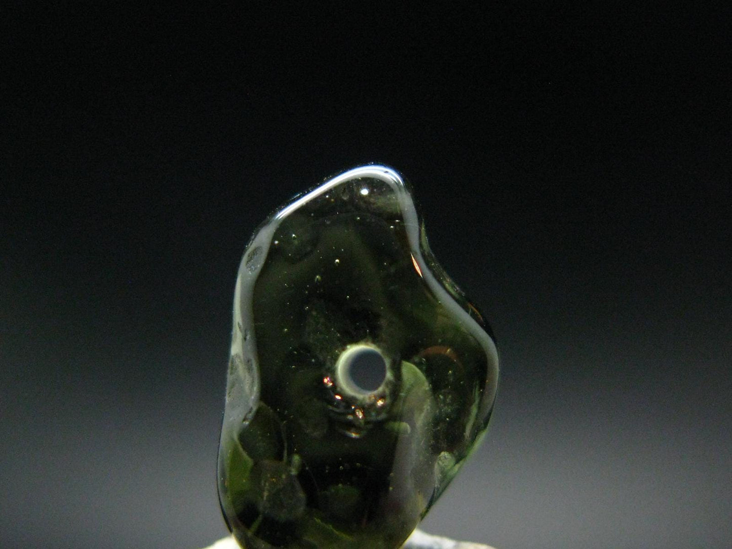 Moldavite Tektite Tumbled Bead from Czech Republic - 15 mm - 4.20 Carats