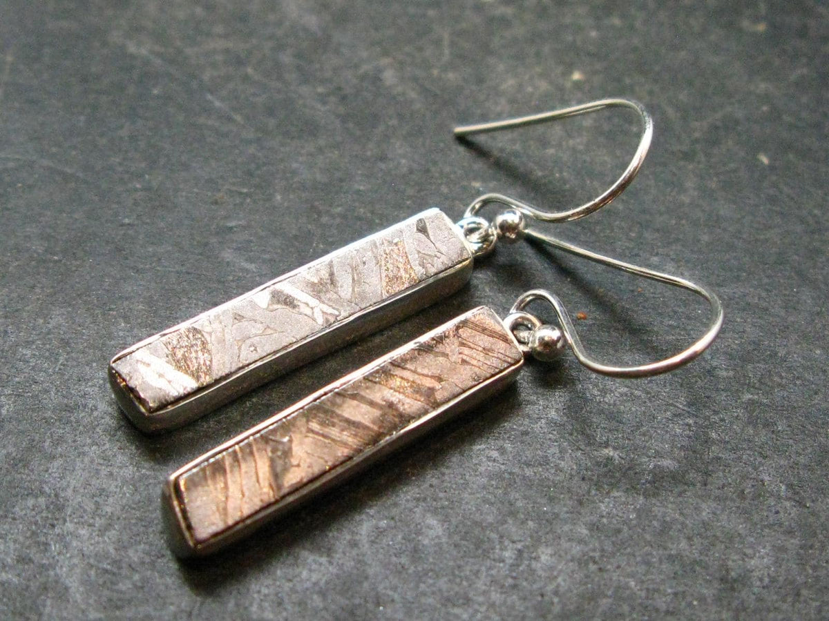 Muonionalusta Meteorite Earrings In Silver From Sweden - 1.5" - 4.03 Grams