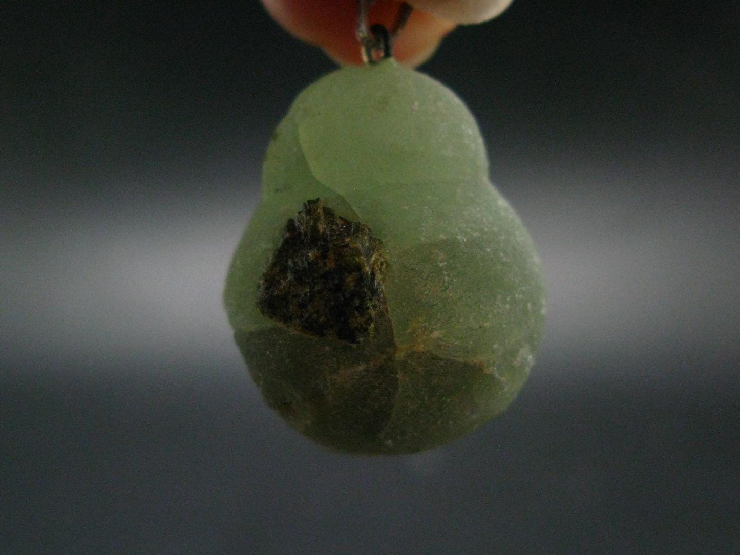 Complete Prehnite Sterling Silver Pendant from Mali - 1.3" - 13.46 Grams