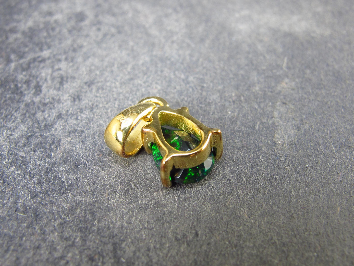 Rare Black Opal Gold Plated Silver Pendant from Australia 0.6" - 0.97 Grams