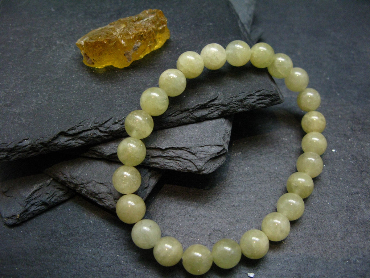 Heliodor Golden Beryl Genuine Bracelet ~ 7 Inches ~ 8mm Round Beads