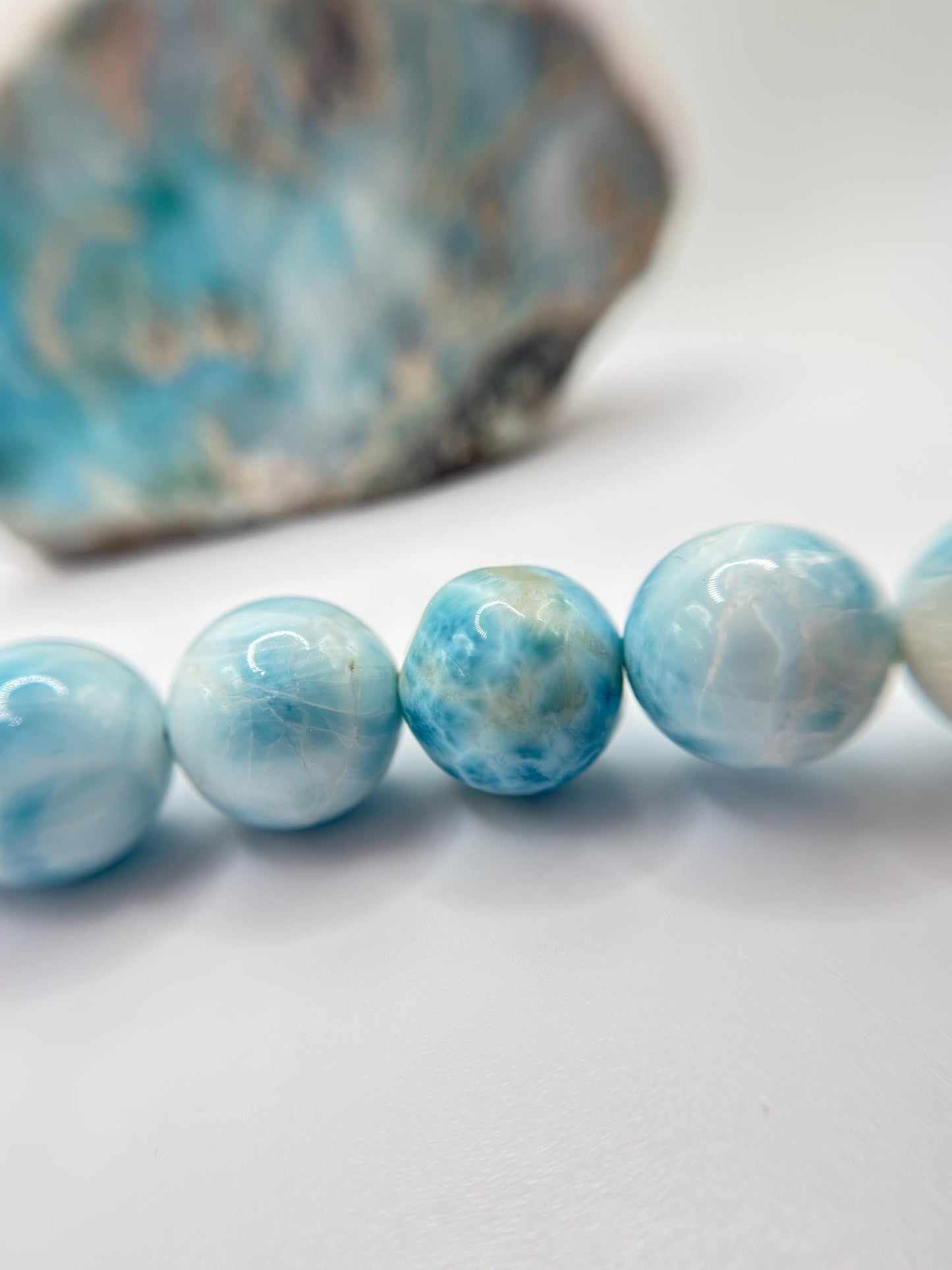 Larimar Beaded Necklace Blue Gemstone Jewelry Ocean Stone Necklace Gift