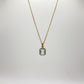Swiss Blue Topaz Pendant Necklace – Gold Plated Emerald Cut – November Birthstone Gift - 5.78 Grams