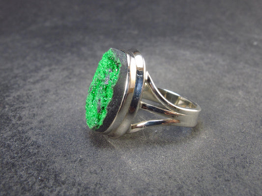 Uvarovite (Green Chromium Garnet) Cluster Silver Ring from Russia - Size 5.5 - 6.41 Grams