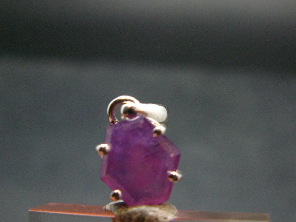 Ruby Crystal Silver Pendant from Africa - 0.6" - 1.25 Grams