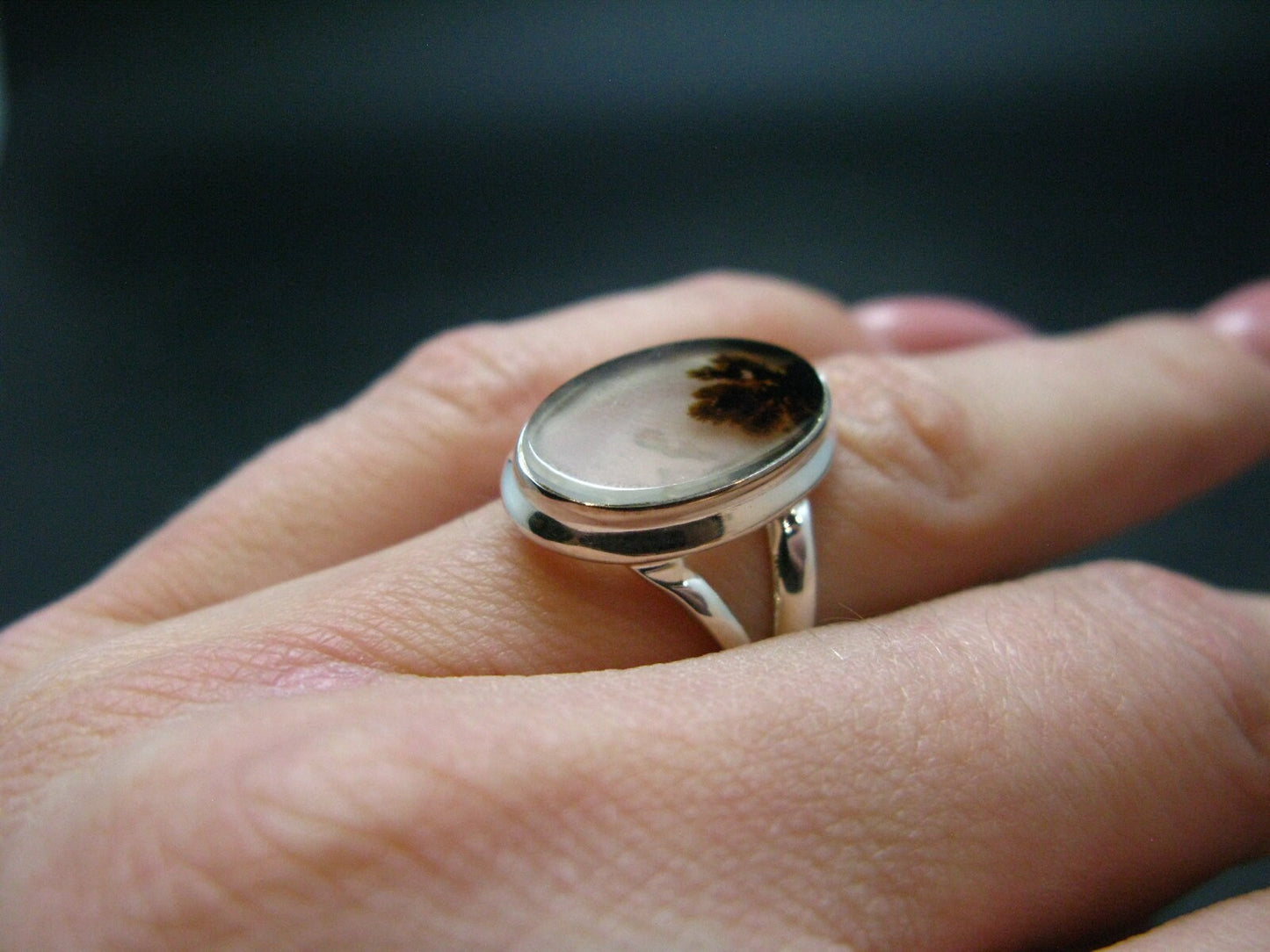 Moss Agate Silver Ring From Russia - 4.5 Grams - Size 6