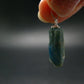Unpolished Terminated Neon Blue Apatite Silver Pendant From Brazil - 1.0" - 1.97 Grams
