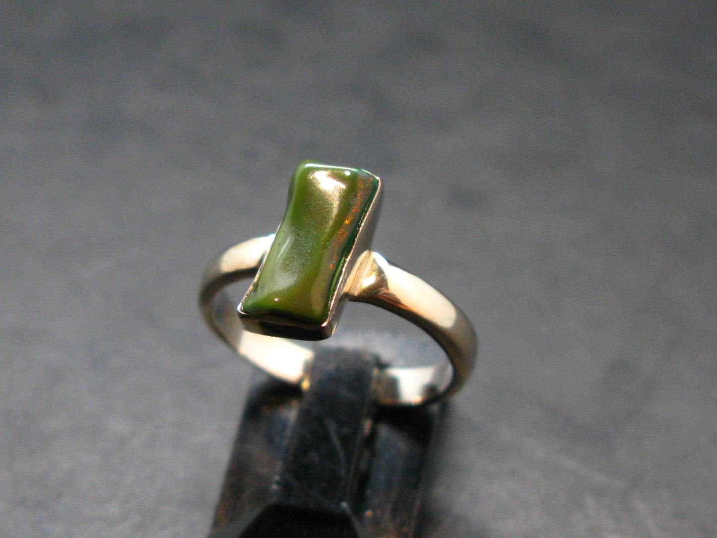 Rare Black Opal Sterling Silver Ring From Australia - Size 6
