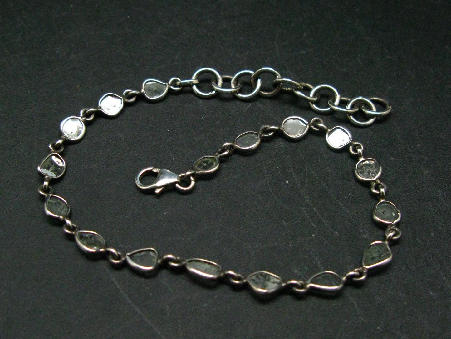 Very Rare Diamond Crystal Bracelet In Sterling Silver - 7"