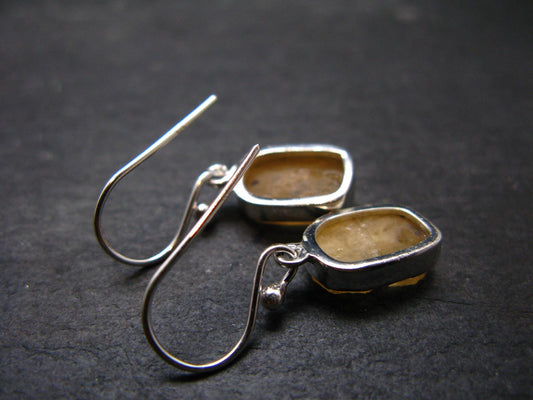 Rare Agni Gold Danburite Silver Earrings From Tanzania - 2.90 Grams - 1.1"