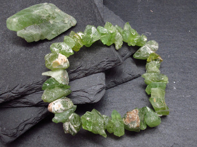Peridot Genuine Bracelet ~ 7 Inches ~ 12mm Crystal Beads