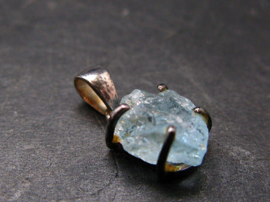 Aquamarine Crystal Silver Pendant From Brazil - 0.8" - 1.96 Grams
