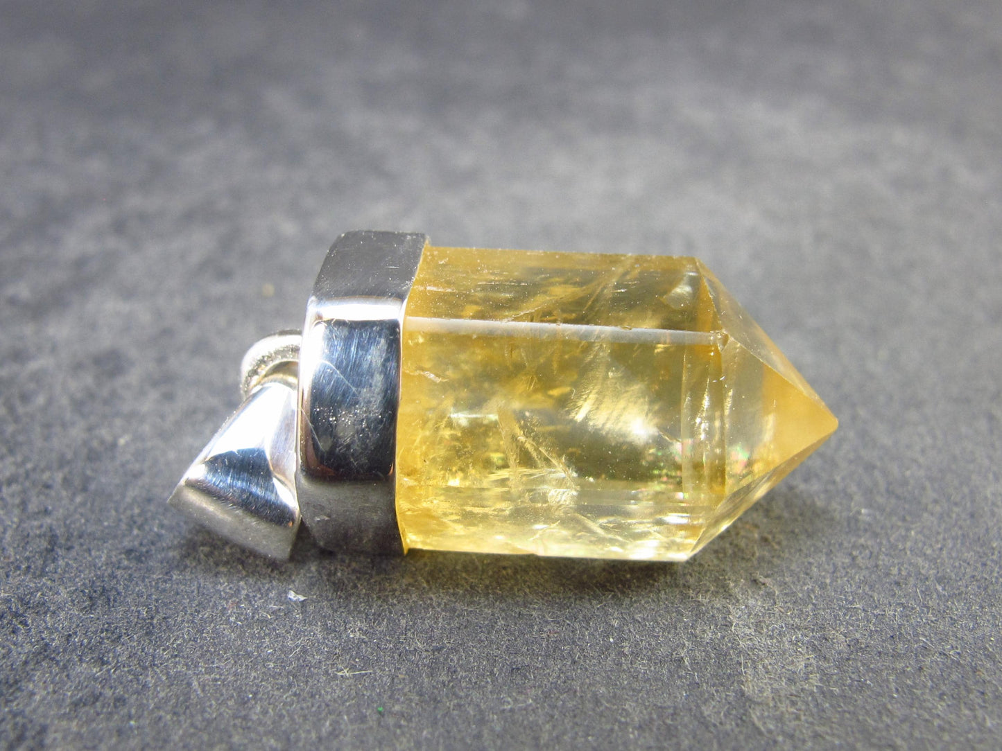 Yellow Citrine Sterling Silver Pendant from Brazil - 1.2" - 5.87 Grams