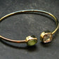 Herkimer Diamond & Moldavite Gold Plated Silver Twister Bracelet - Size Adjustable - 6.07 Grams