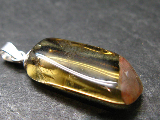 Natural Unheated Citrine Sterling Silver Pendant from Zambia - 1.2" - 2.67 Grams