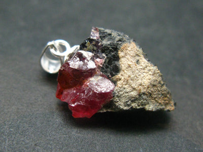 Ruby Crystal on Matrix Silver Pendant from Winza Tanzania - 1.0" - 2.42 Grams