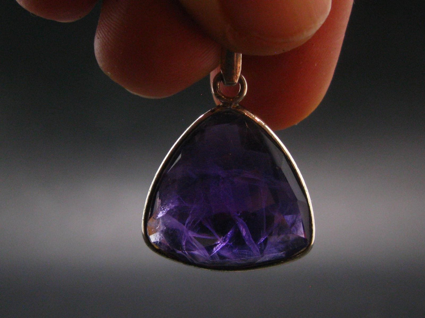 Large Genuine Rich Purple Amethyst Sterling Silver Pendant From Brazil - 1.1" - 4.0 Grams