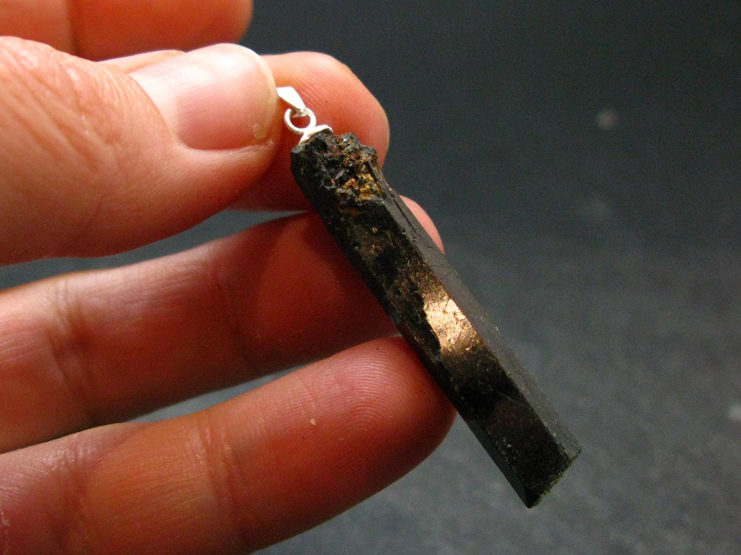 Aegirine Crystal Silver Pendant From Malawi - 1.8" - 4.49 Grams