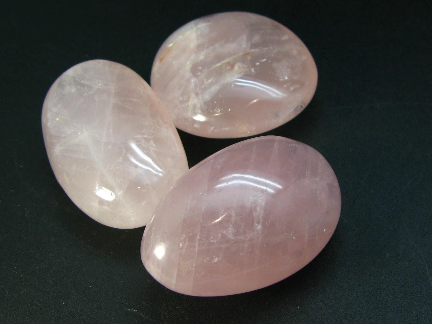 Lot of Three Rose Quartz Polished Palmstone From Madagascar